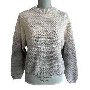 Universal Thread Women's Cotton Acrylic‎ Blend Knit Sweater Beige & Gray Medium